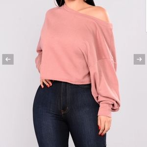 FashionNova Luciana Cropped Sweatshirt - Ash Pink